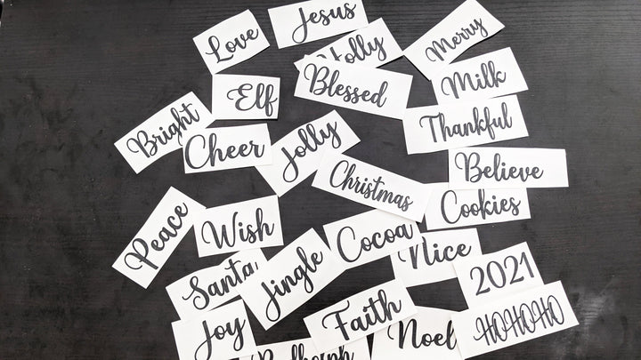 Christmas Ornament Vinyl Decal Set 26 Xmas Word Bundle