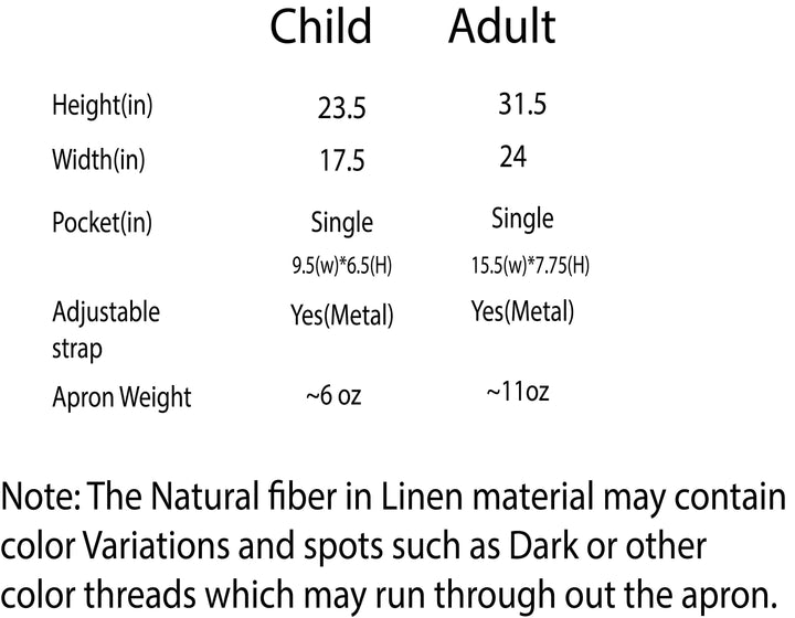 Personalized Linen Kitchen Apron Adult and Kids Matching Apron