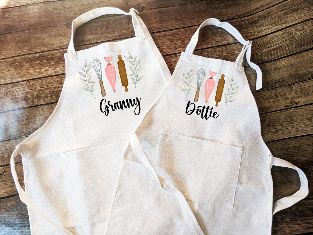 Personalized Kitchen Aprons Adult and Kids Custom Gift