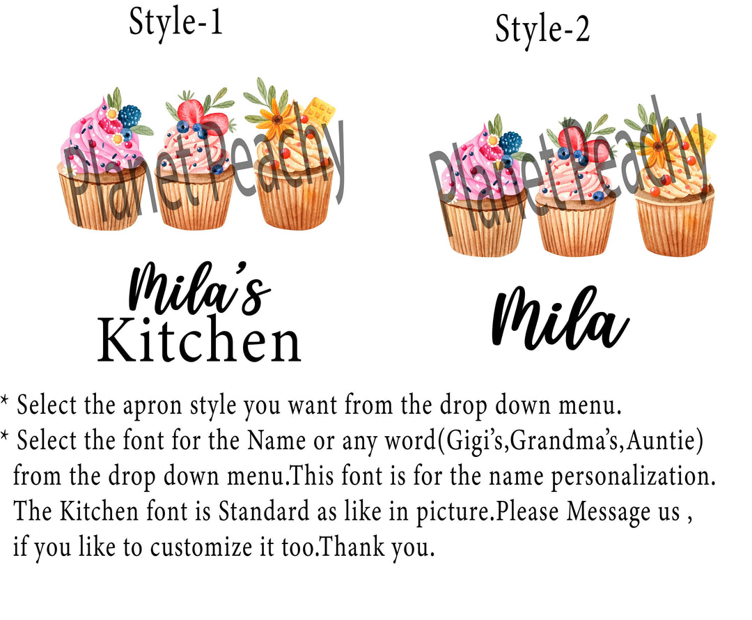 Cupcake Apron For Kids Adult With Pocket Mom Daughter Matching