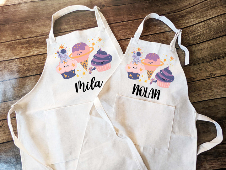 Galaxy Cupcake Apron for Kids Adult with Pocket Gift