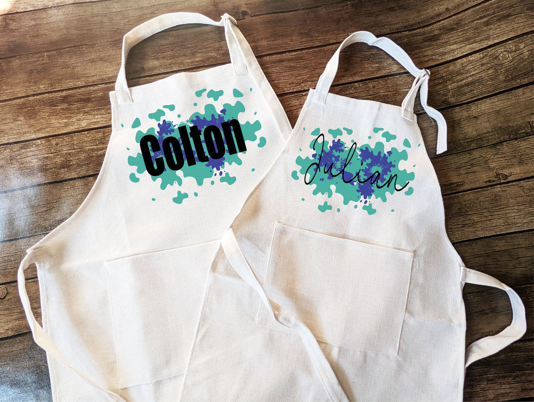 Custom Kids Art Apron With Pocket Personalized Baking Apron