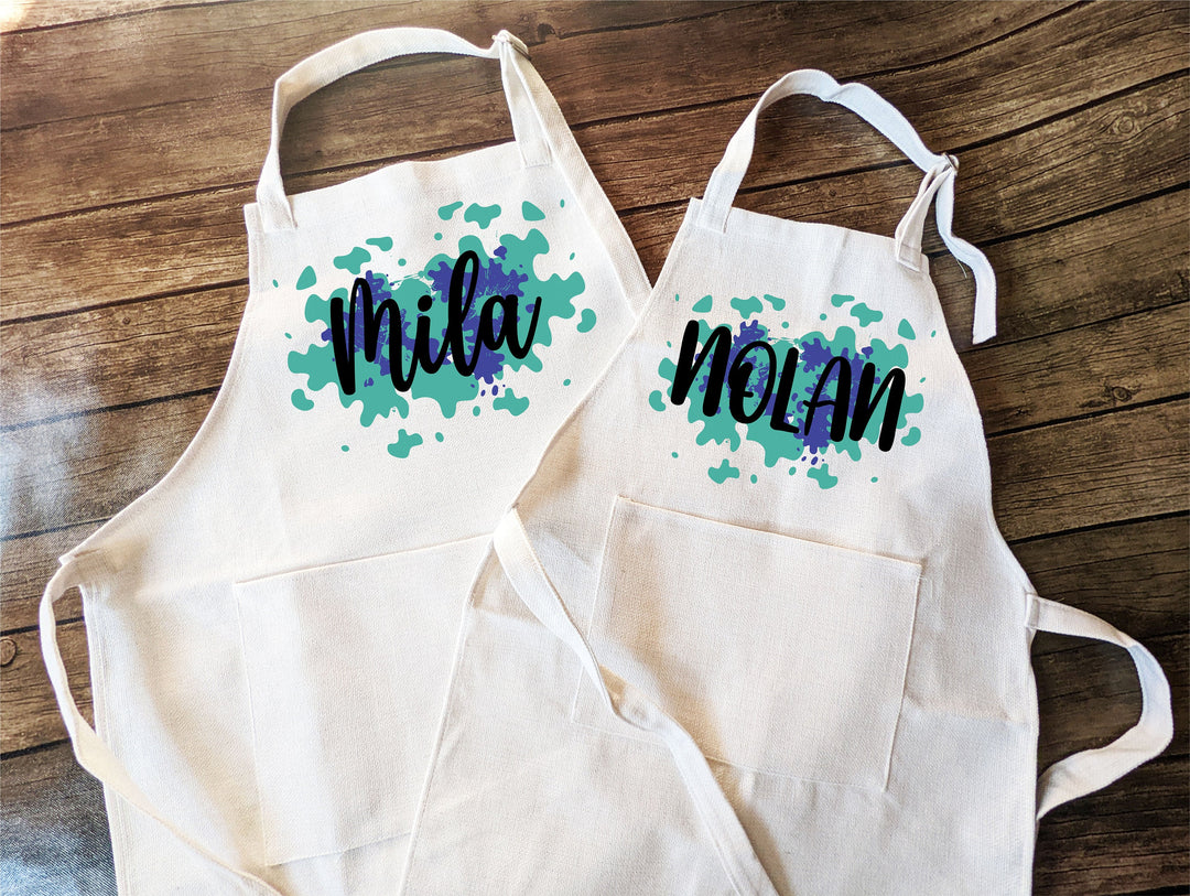 Custom Kids Art Apron With Pocket Personalized Baking Apron