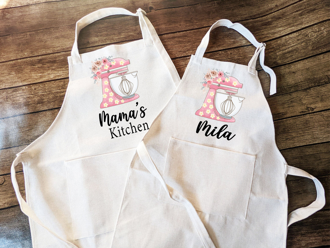 Personalized Kitchen Aprons Adult and Kids Gift for Grandma