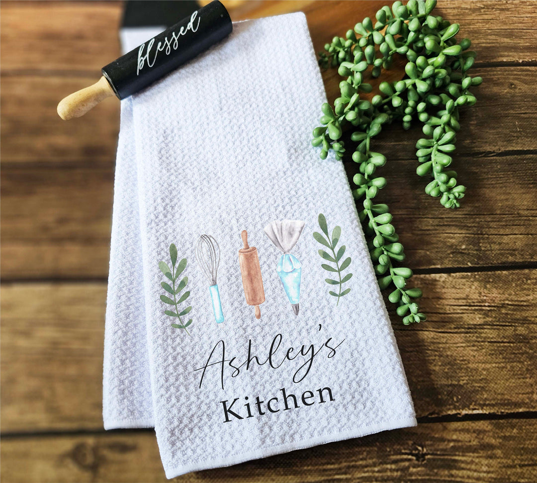 Personalized Dish Tea Towels Custom Kitchen Decor Gift