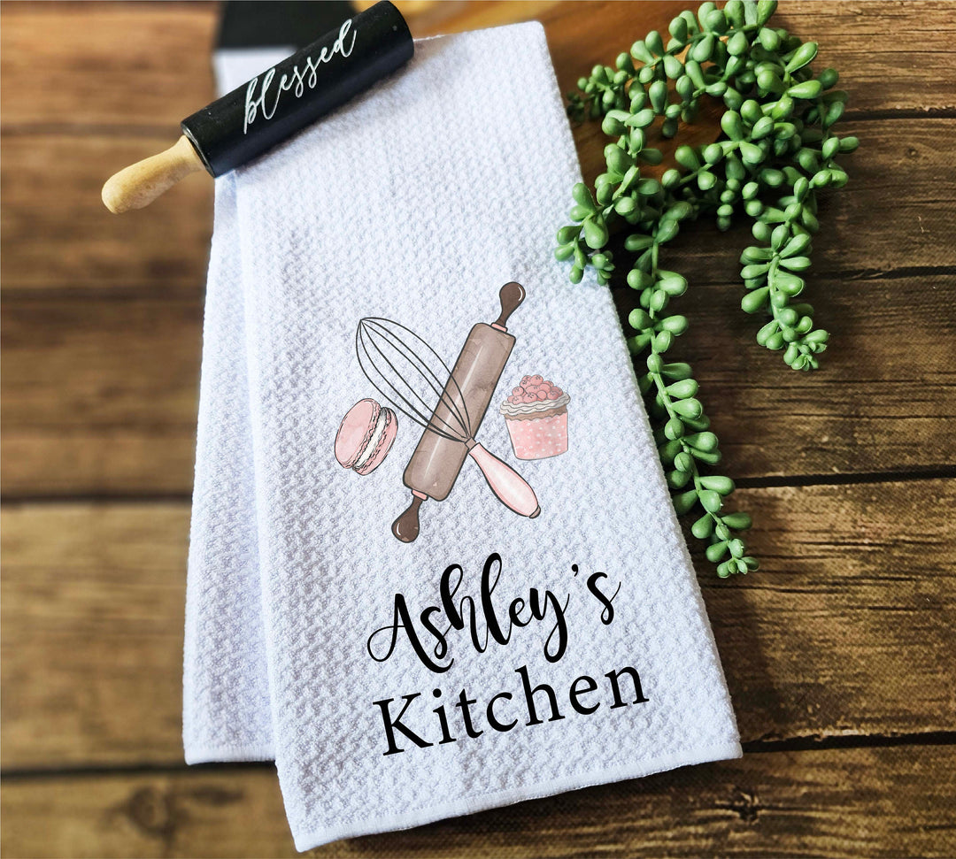 Personalized Dish Towel Custom Waffle Weave Kitchen Decor