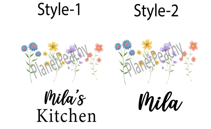 Personalized Floral Dish Towel Custom Kitchen Decor Gift