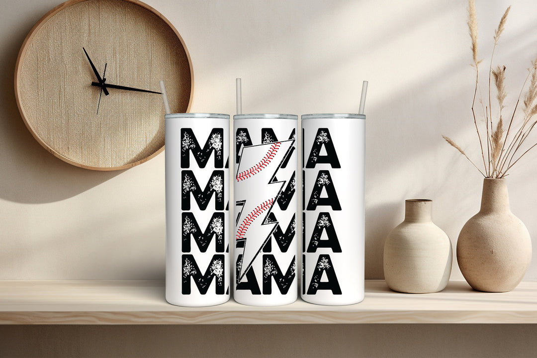 Baseball Mama Tumbler Mom Gift Tumbler with Lid and Straw