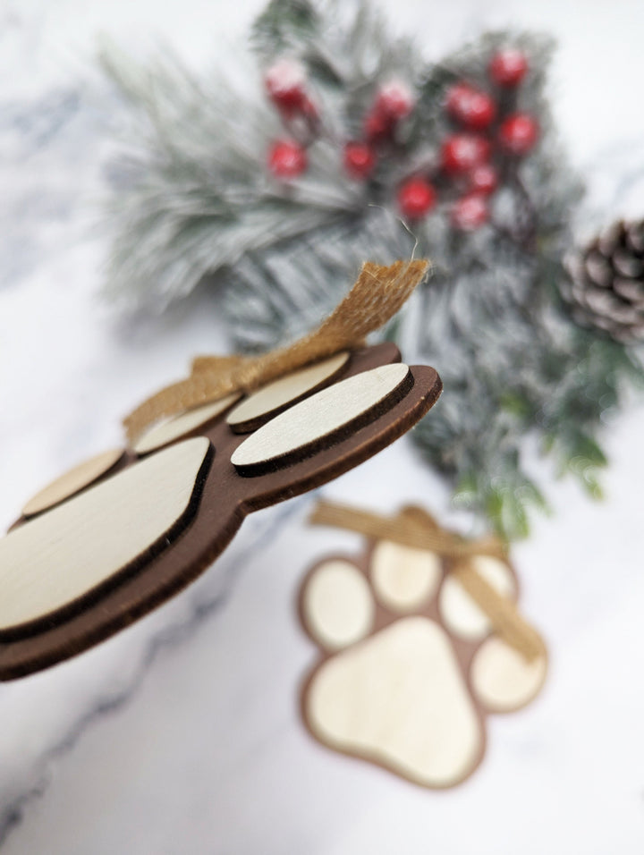 Personalized Pet Paw Christmas Ornament Custom Dog Cat Name