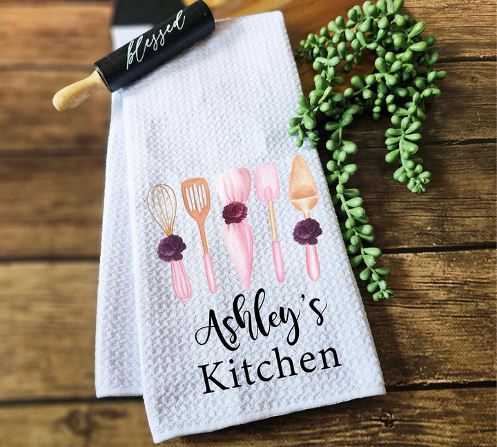 Personalized Kitchen Towel Custom Dish Towel Gift for Mom
