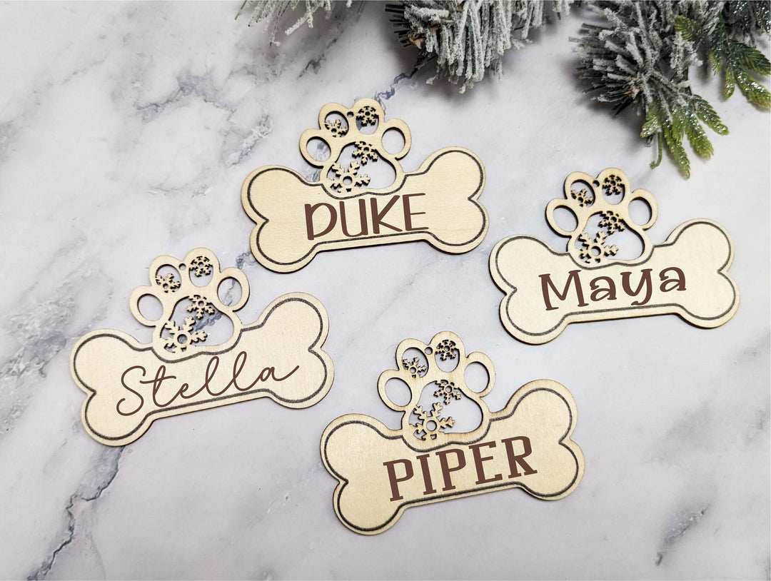 Personalized Dog Bone Christmas Ornament Custom Pet Name