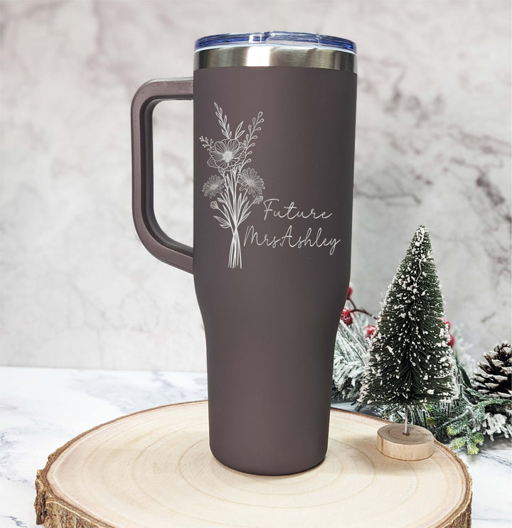 Personalized Future Mrs Laser Engraved Tumbler with Handle