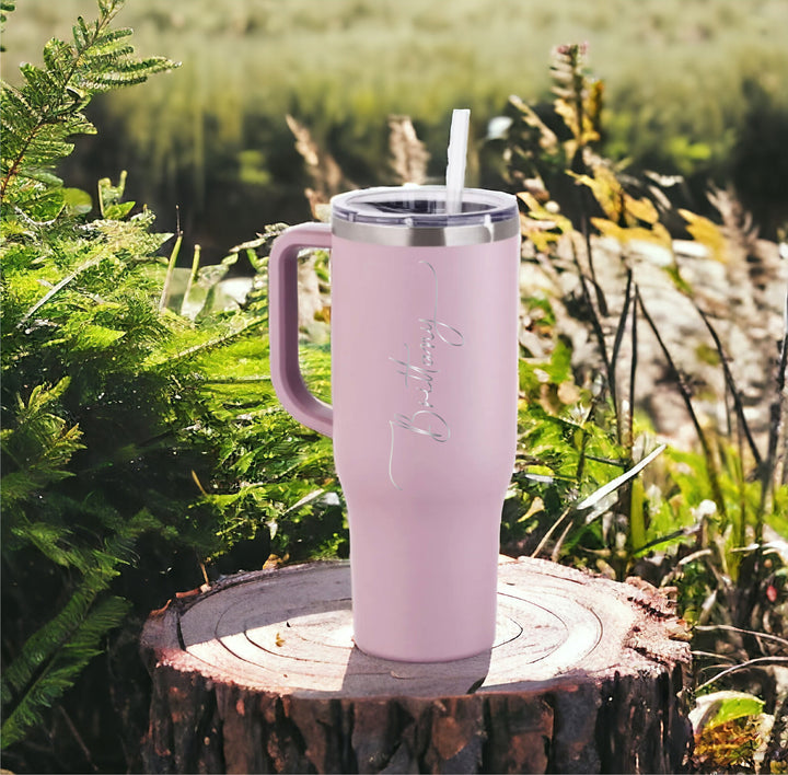 Personalized Engraved Tumbler With Lid and Handle 40 oz