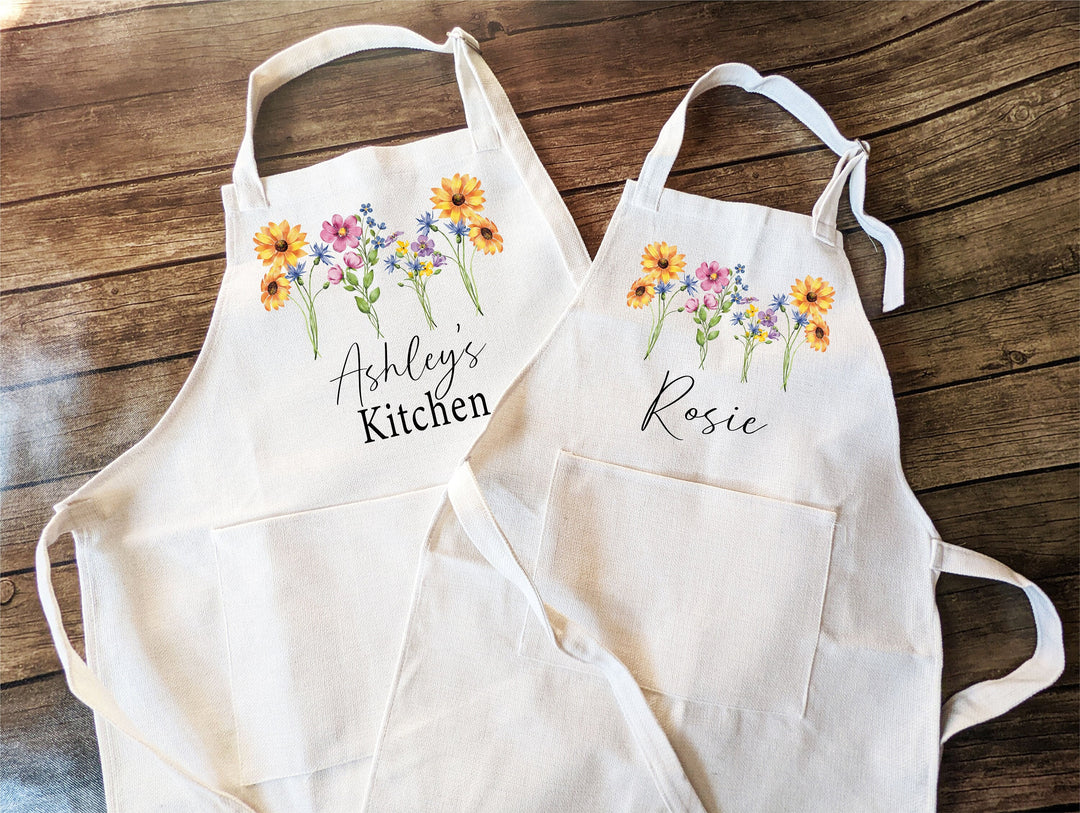 Personalized Sunflower Apron Adult And Kids Custom Baking Apron