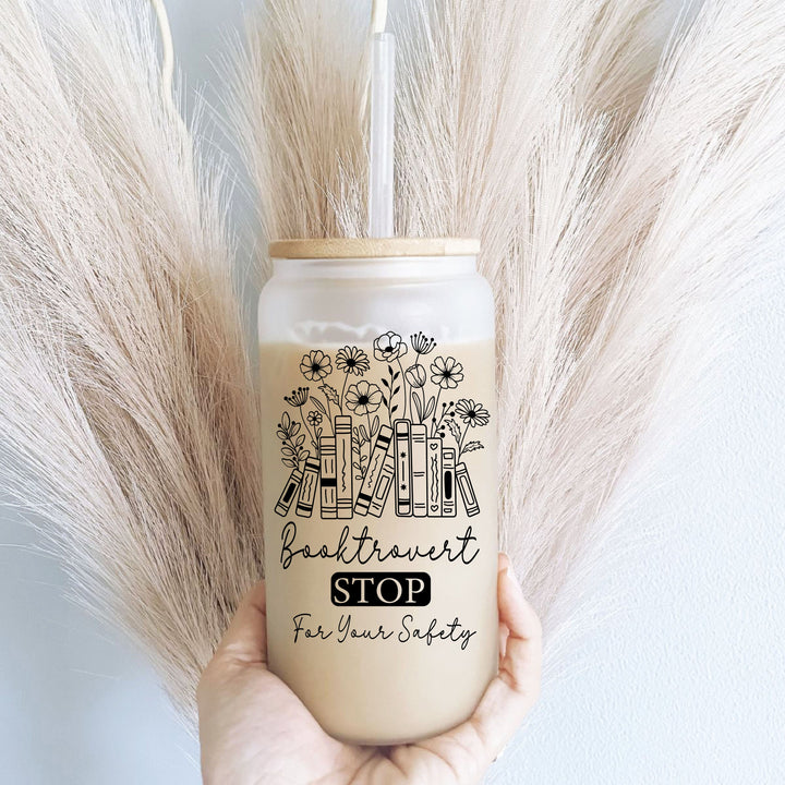 Book Lover Gifts Funny Glass Coffee Cup With Lid And Straw