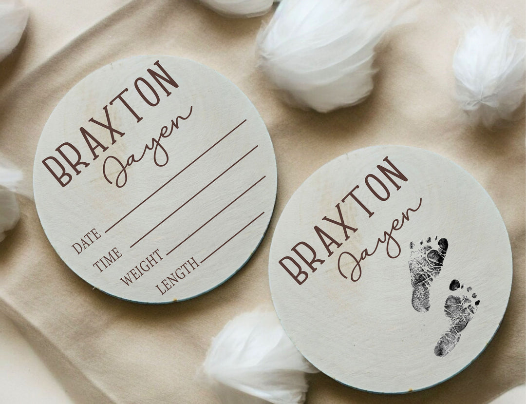 Baby Birth Stat and Name Sign Custom Engraved Announcement Plaque