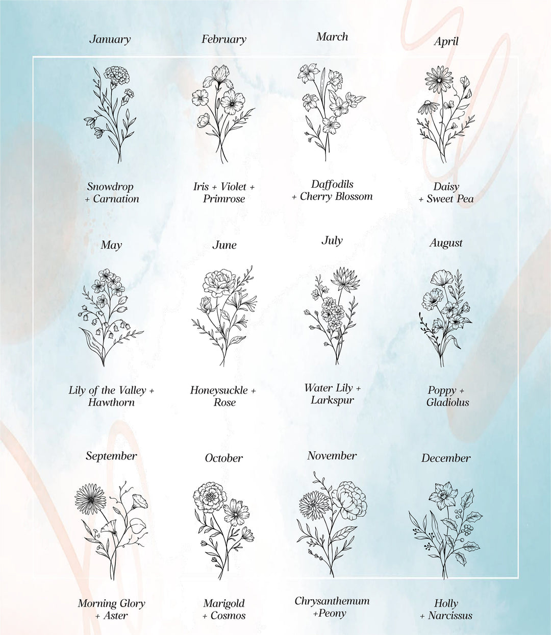 Custom Christmas Gift Birth Flower Tumbler 40 Oz Cup