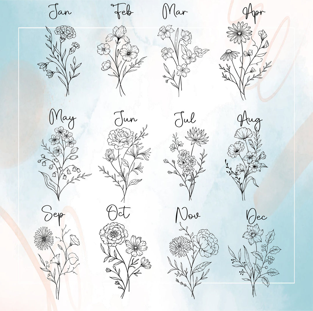 Birth Flower 40oz Tumbler With Name Custom Christmas Gift