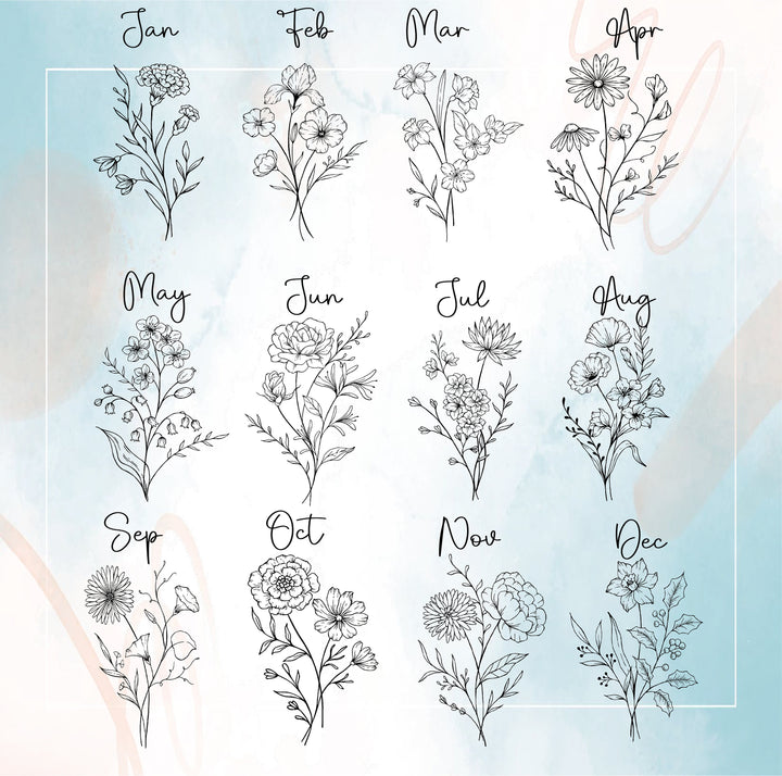 Birth Flower 40oz Tumbler With Name Custom Christmas Gift