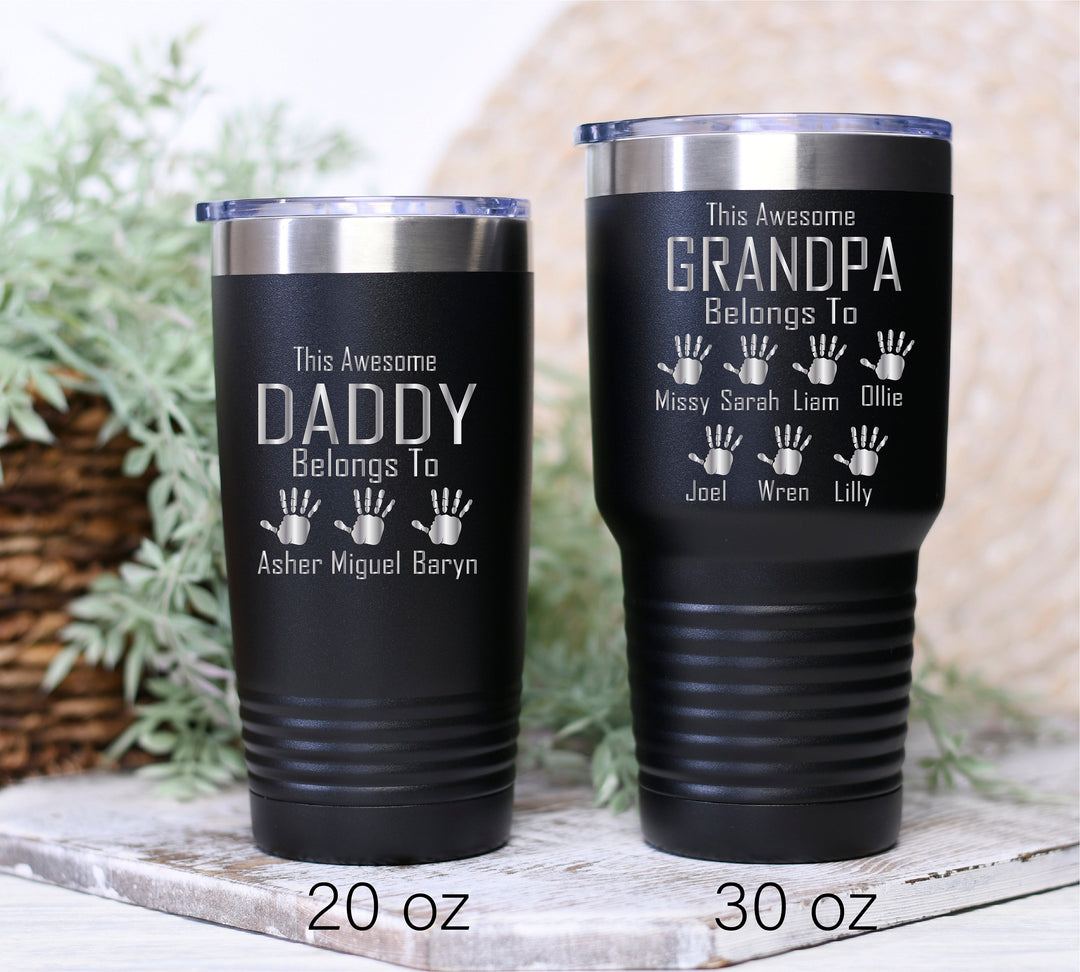 Fathers Day Personalized Dad Tumbler With Kids Name