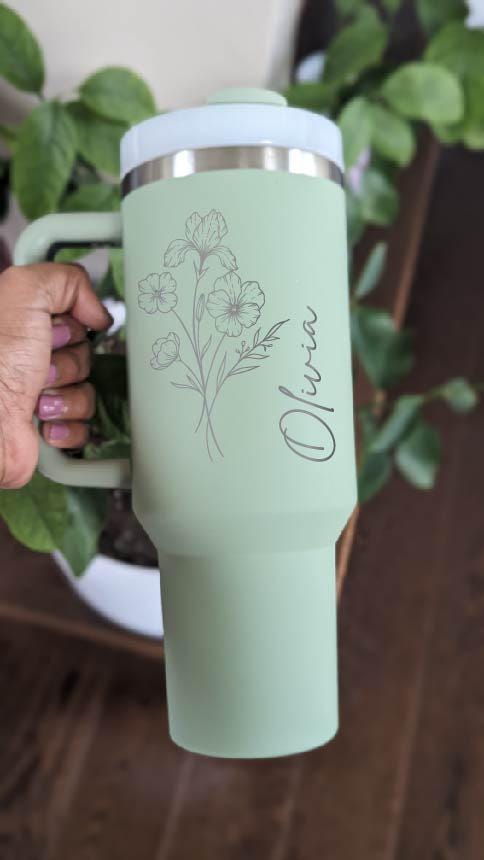 Custom Birth Flower Gift 40 Oz Cup Personalized Tumbler