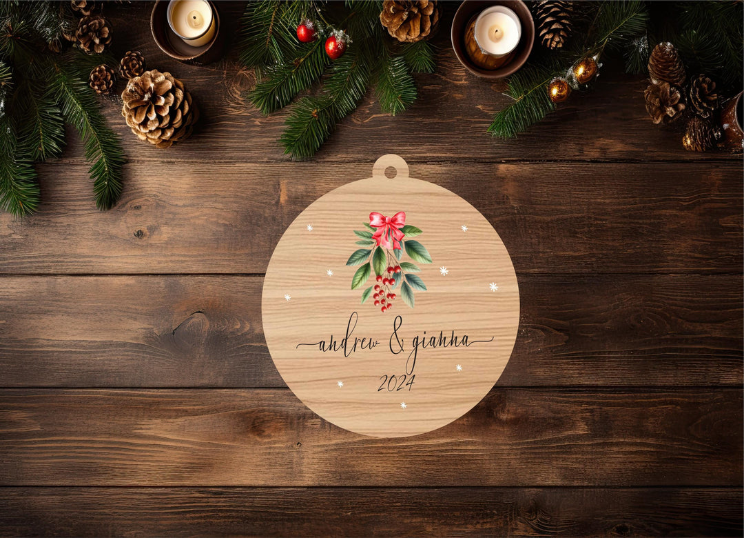 Personalized First Christmas Married Wooden Ornament Holiday Gift