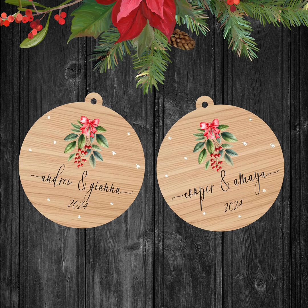 Personalized First Christmas Married Wooden Ornament Holiday Gift