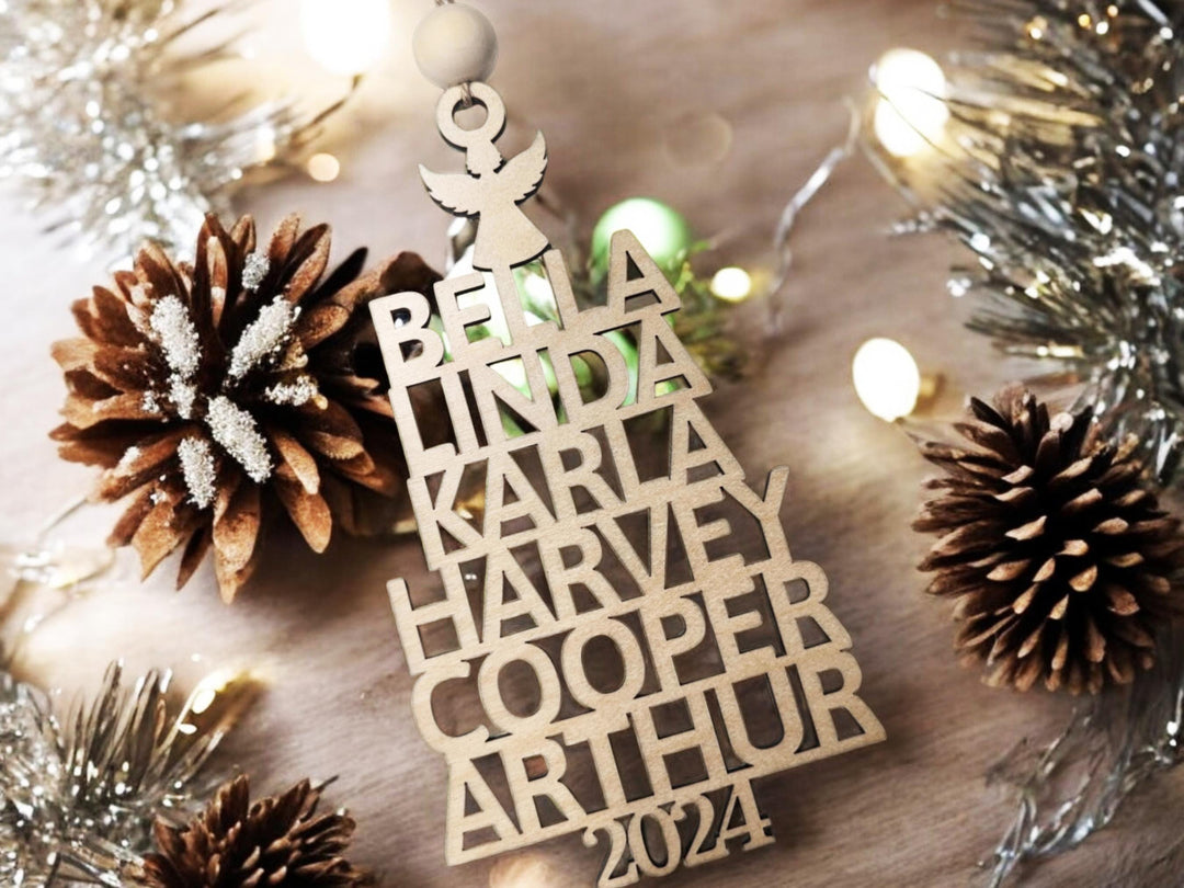 Engraved Family Christmas Ornament | Unique Personalized Name Tree Decoration