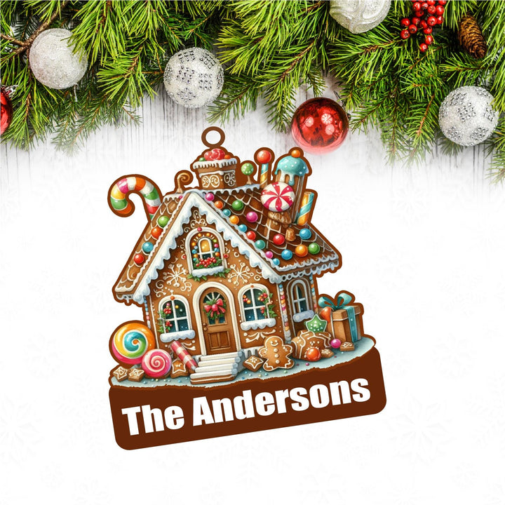 Personalized Gingerbread House Family Name Ornament Custom Christmas Ornament