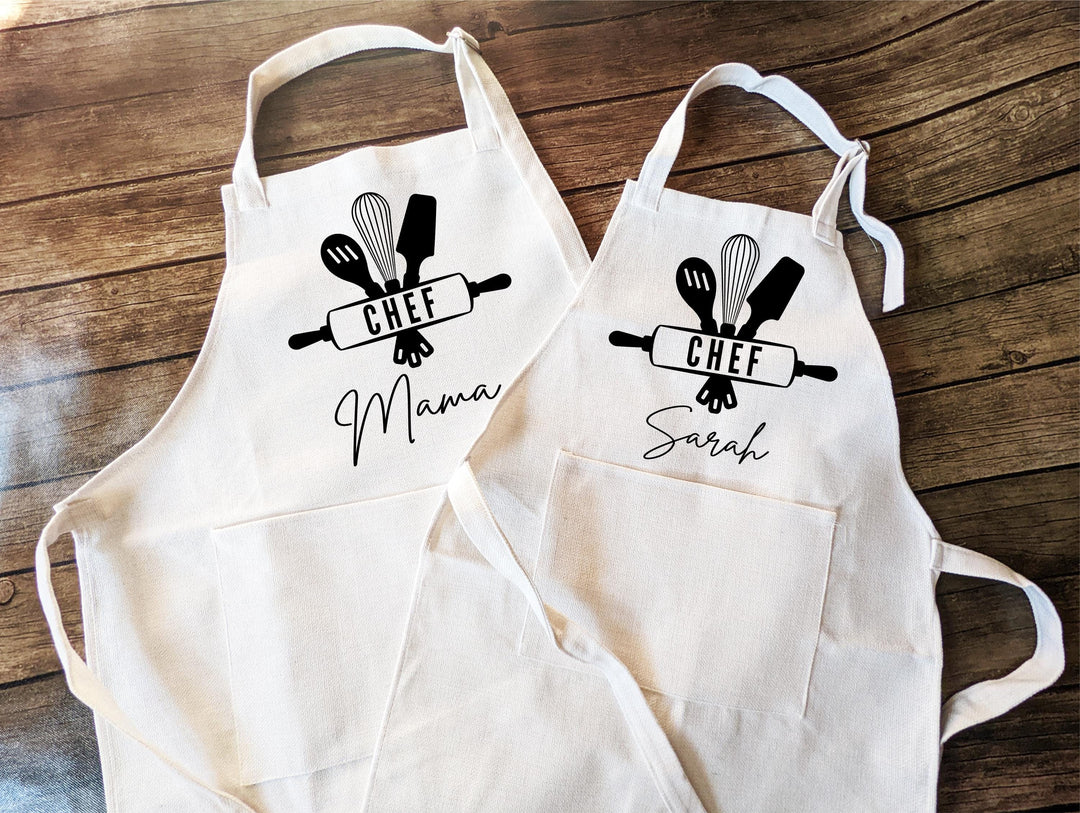 Little Chef Apron for Kids and Women with Pocket