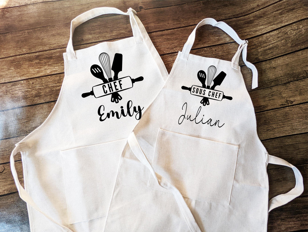 Little Chef Apron for Kids and Women with Pocket