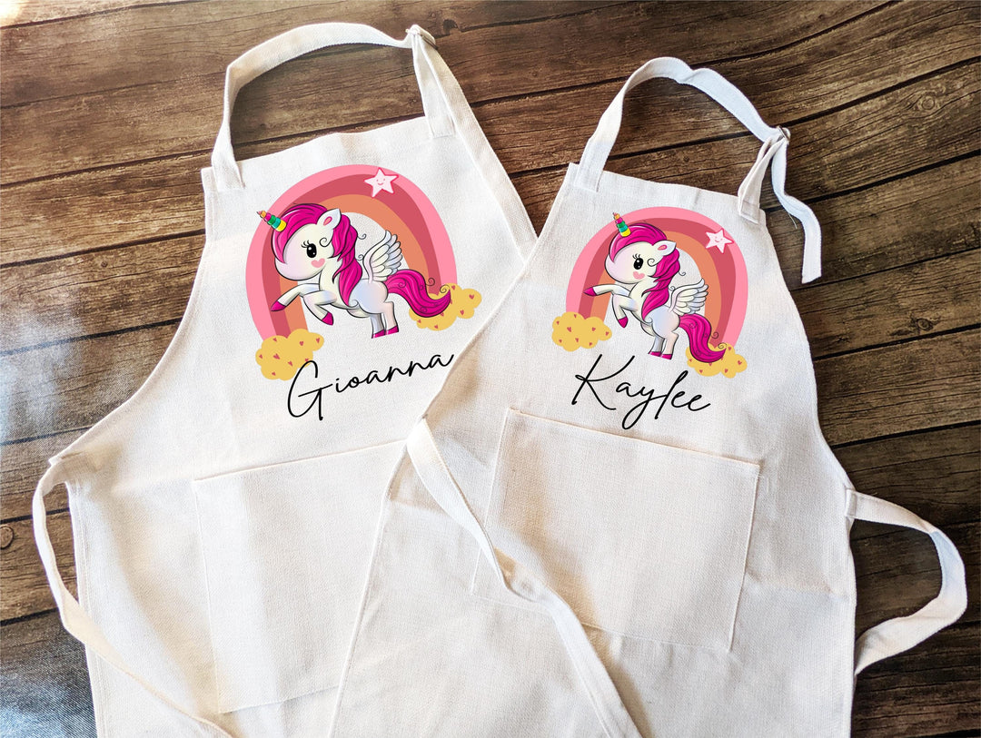 Personalized Rainbow Kid Apron with Pocket and Adjustable Strap