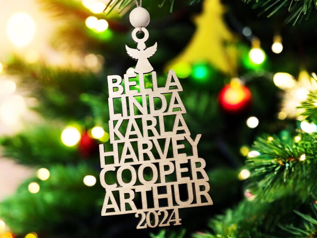 Engraved Family Christmas Ornament | Unique Personalized Name Tree Decoration