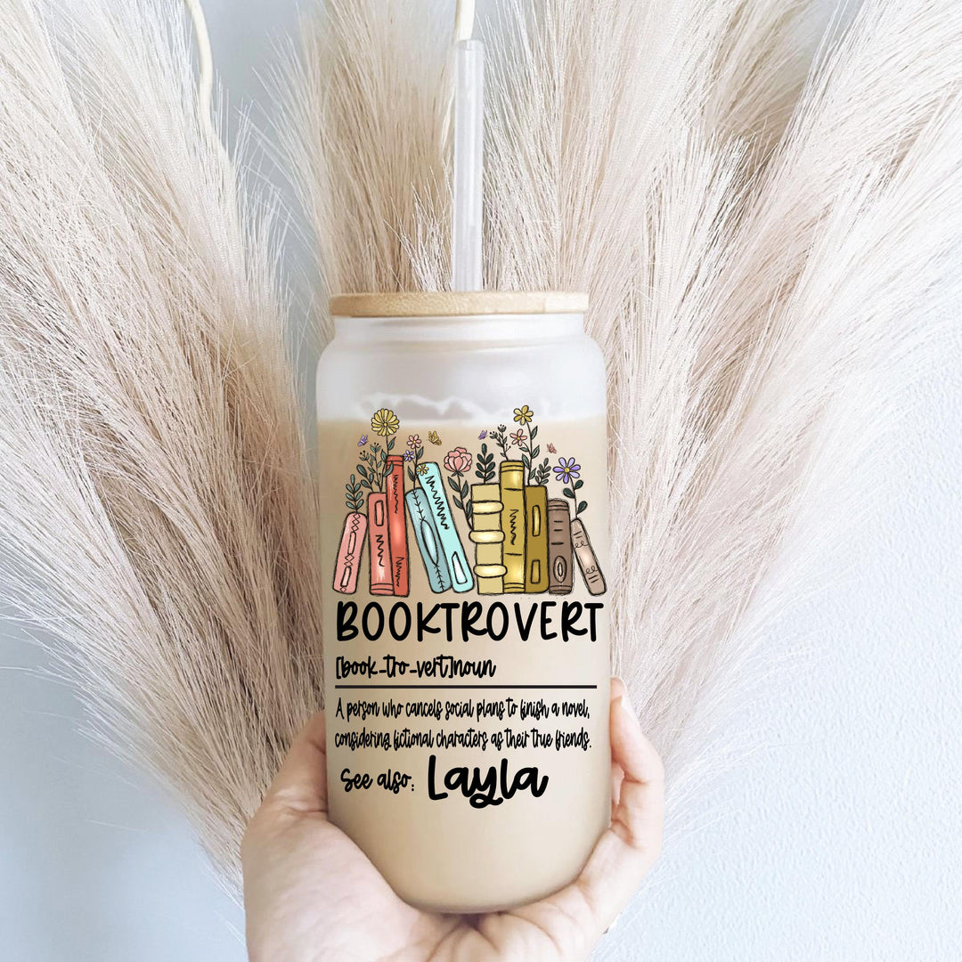 Personalized Book Lover Gift Booktrovert Iced Coffee Cup