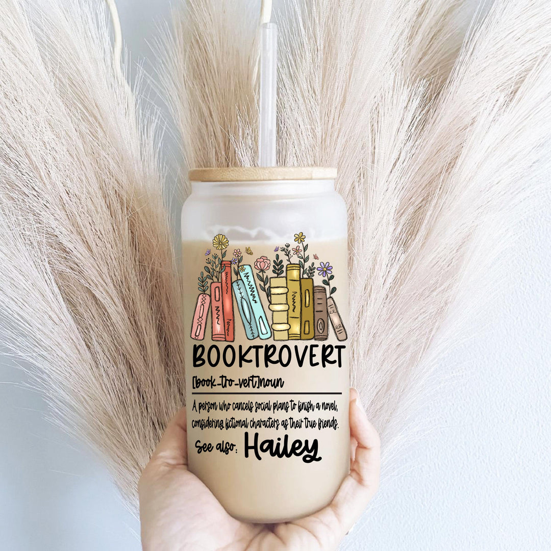 Personalized Book Lover Gift Booktrovert Iced Coffee Cup