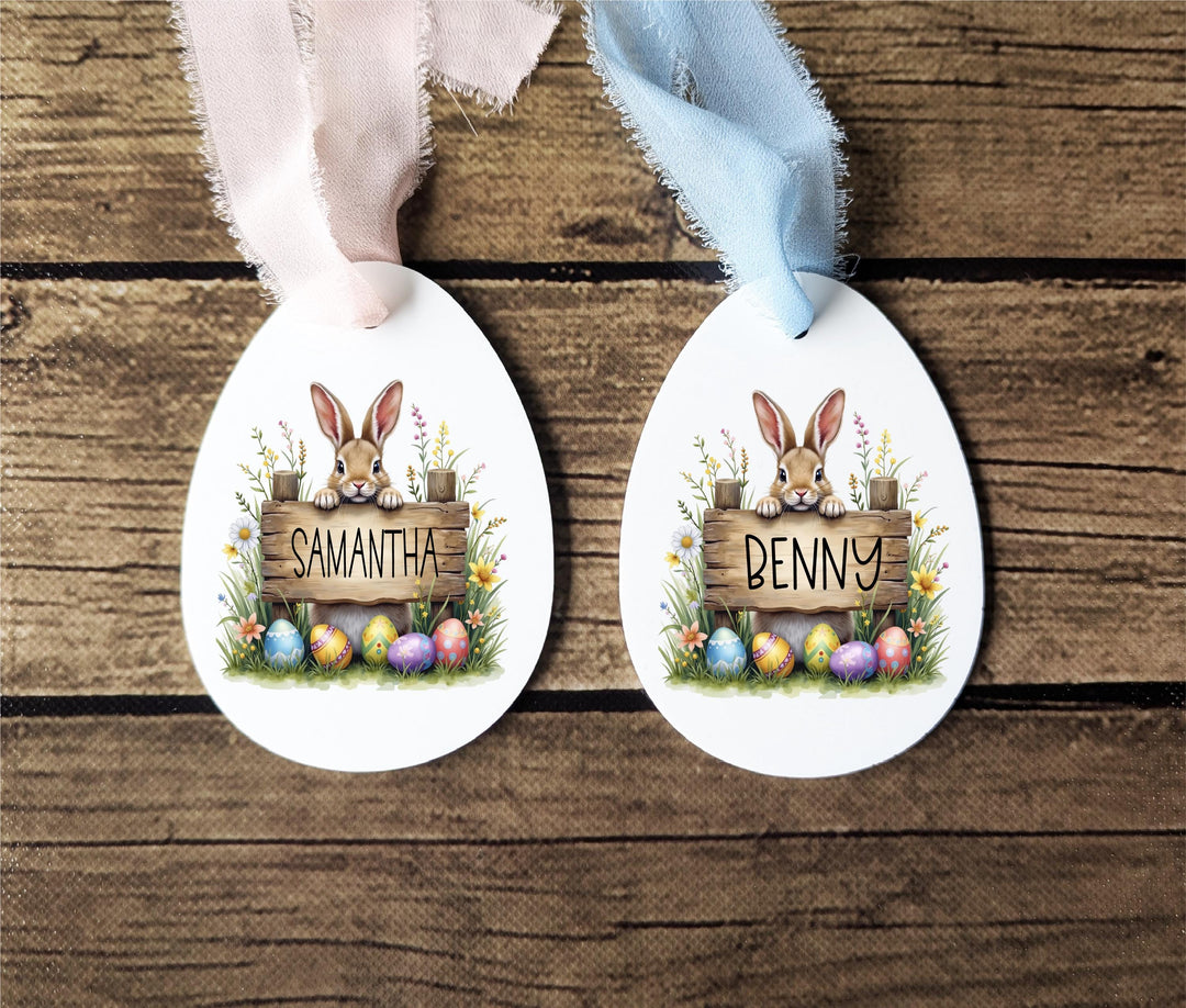 Kids Easter Name Tag For Easter Basket Vintage Bunny Tags