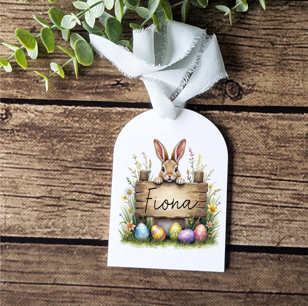 Kids Easter Name Tag For Easter Basket Vintage Bunny Tags