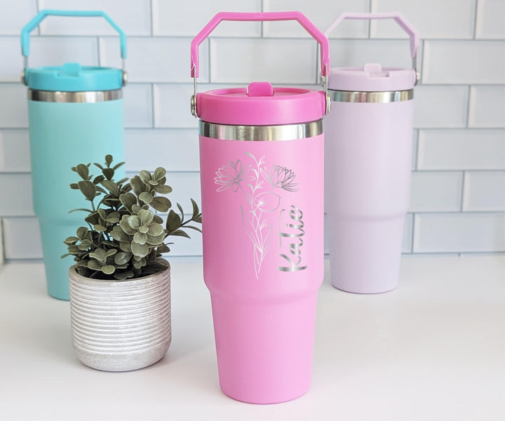 Birth Flower Tumbler Gift For Her 30oz Personalized Cup