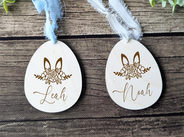 Kids Easter Tag Minimalist Egg Name Tag Custom Bunny Tag