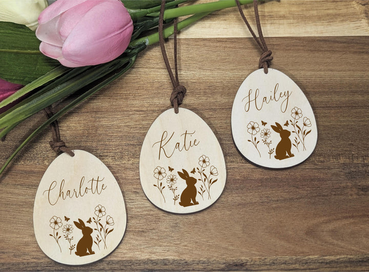 Kids Easter Tag Minimalist Egg Name Tag Custom Bunny Tag