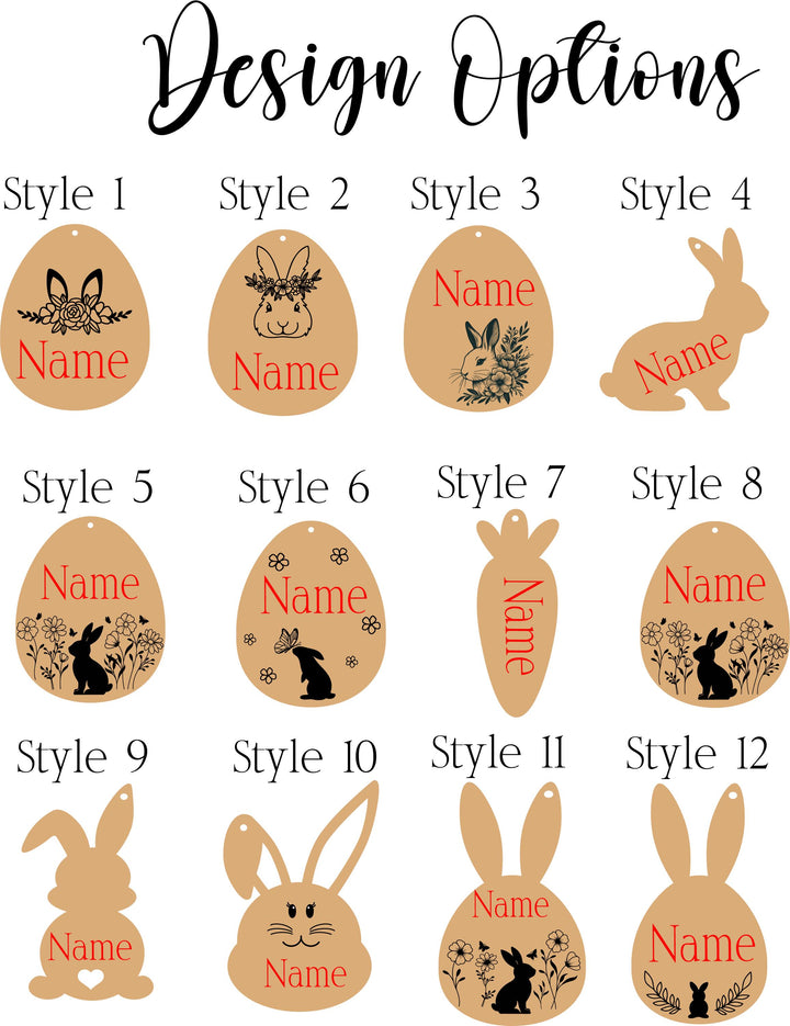 Kids Easter Tag Minimalist Egg Name Tag Custom Bunny Tag