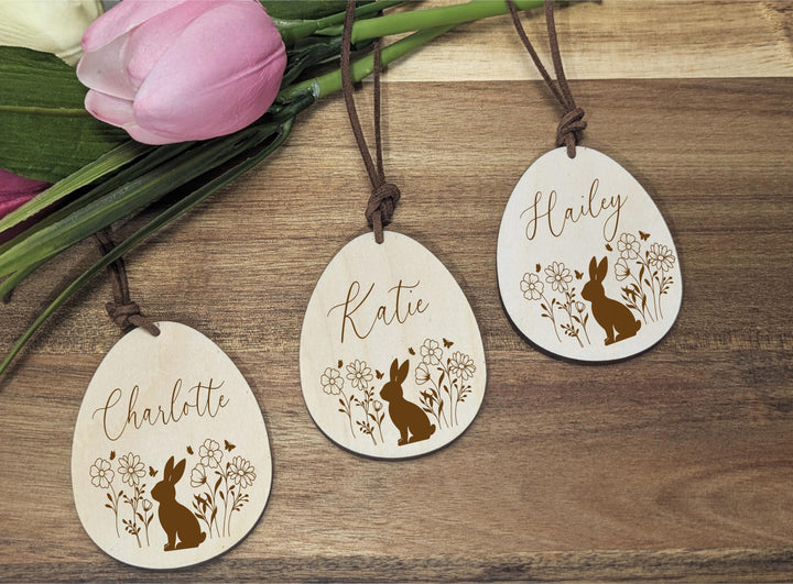 Kids Easter Tag Minimalist Egg Name Tag Custom Bunny Tag
