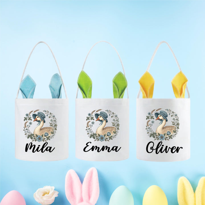Goose Easter Bag for Kids Personalized Bunny Easter Bag