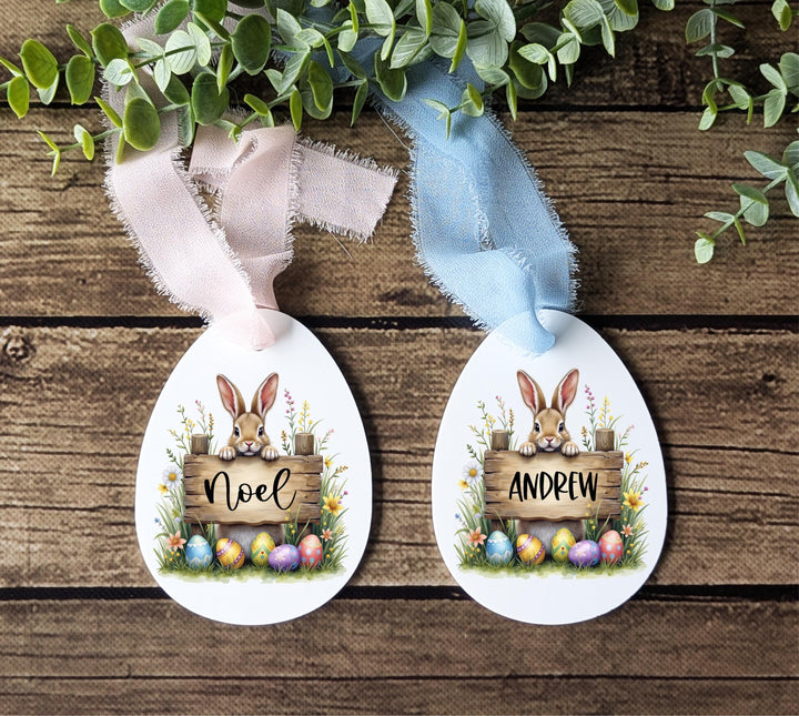 Kids Easter Name Tag For Easter Basket Vintage Bunny Tags