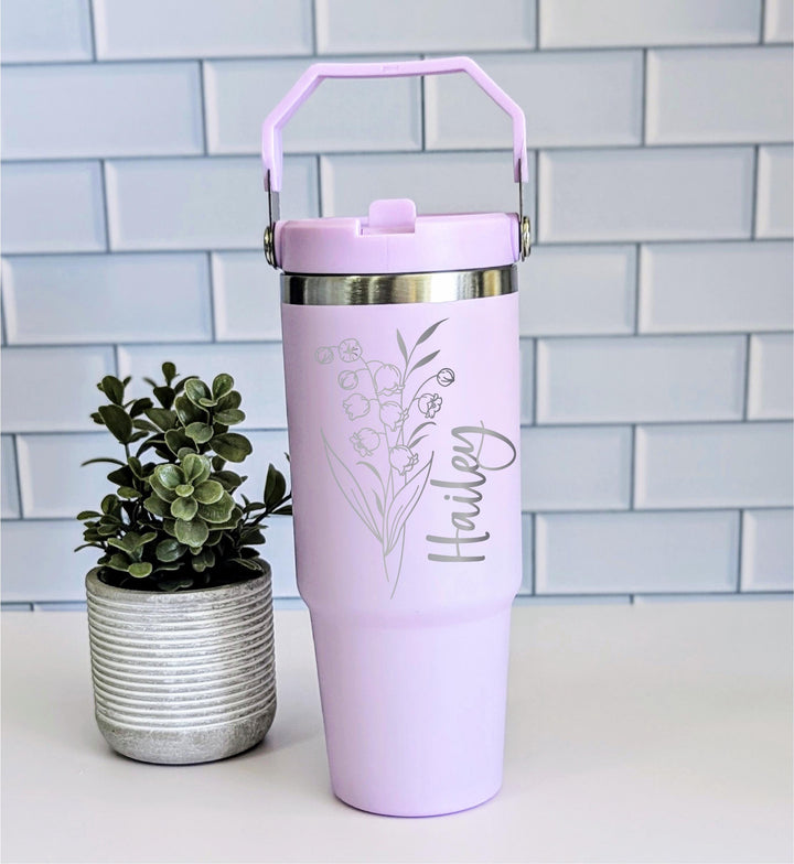 Birth Flower Tumbler Gift For Her 30oz Personalized Cup