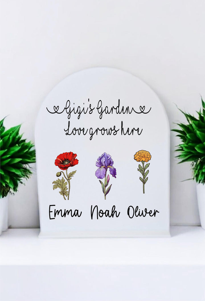 Grandma Gift Birth Flowers With Grandkids Names Custom Keepsake