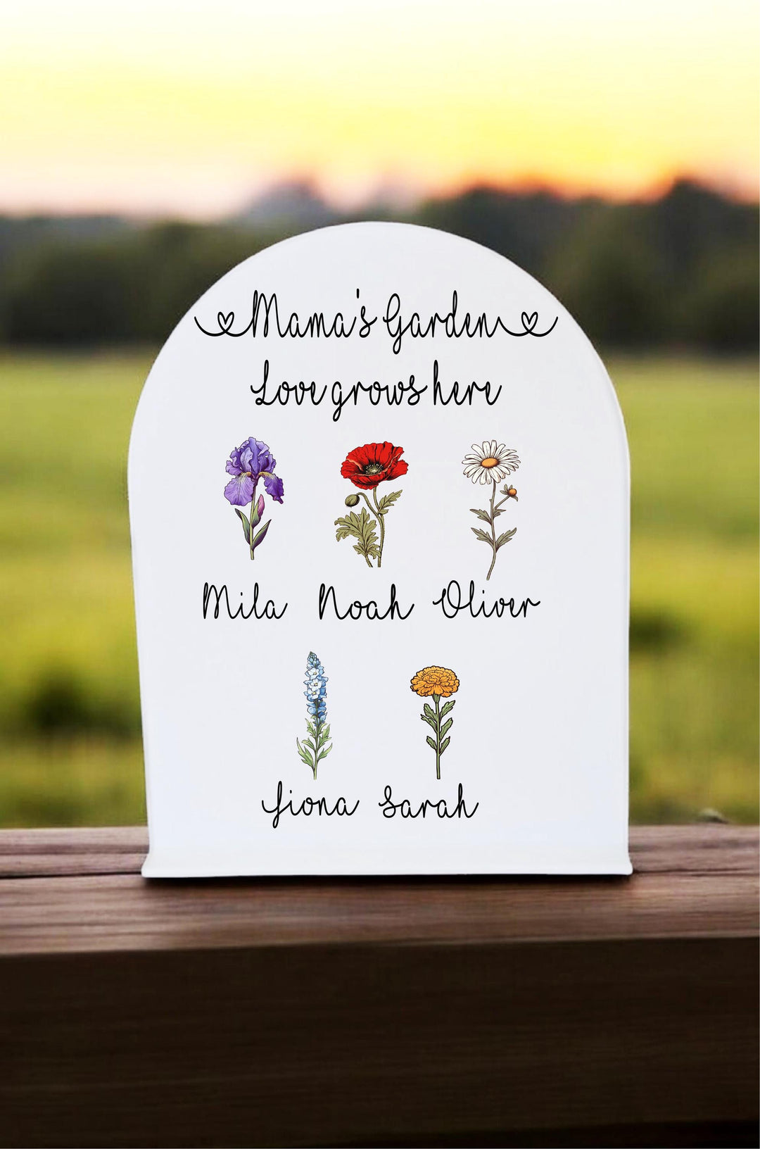 Grandma Gift Birth Flowers With Grandkids Names Custom Keepsake