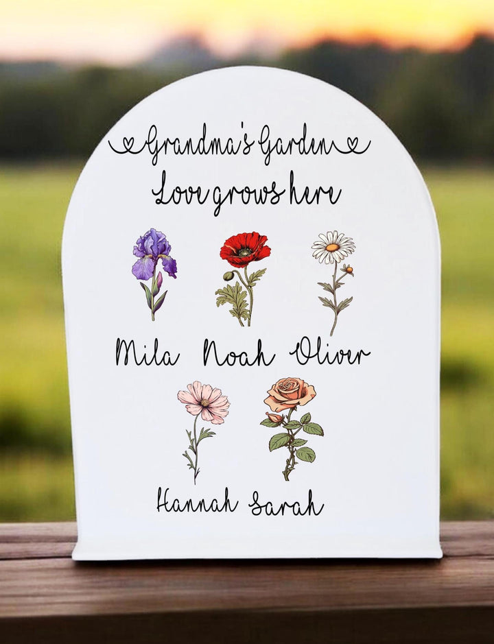 Grandma Gift Birth Flowers With Grandkids Names Custom Keepsake