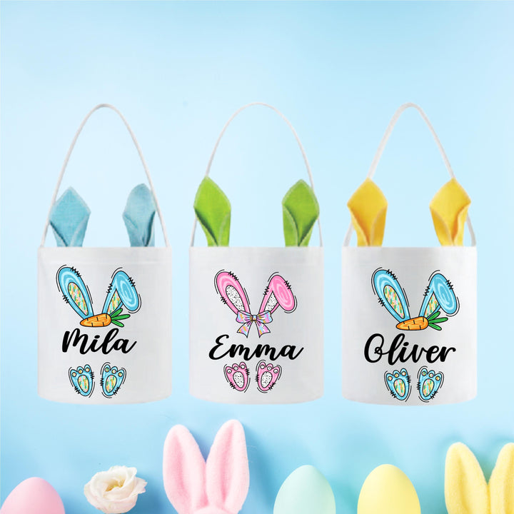 Kids Easter Basket Custom Bunny Ears Personalized Gift Bag