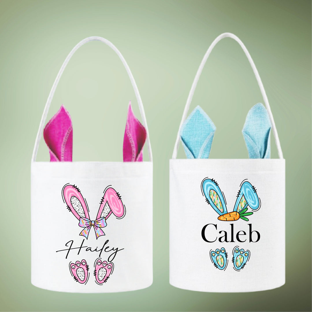 Kids Easter Basket Custom Bunny Ears Personalized Gift Bag
